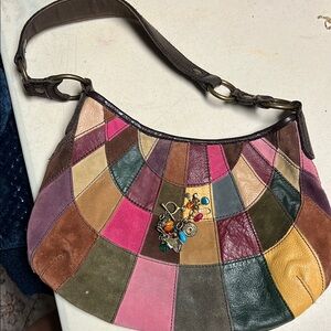 Lucky Brand boho bundle with fossil bracelet Multicolor Patchwork Leather Bag